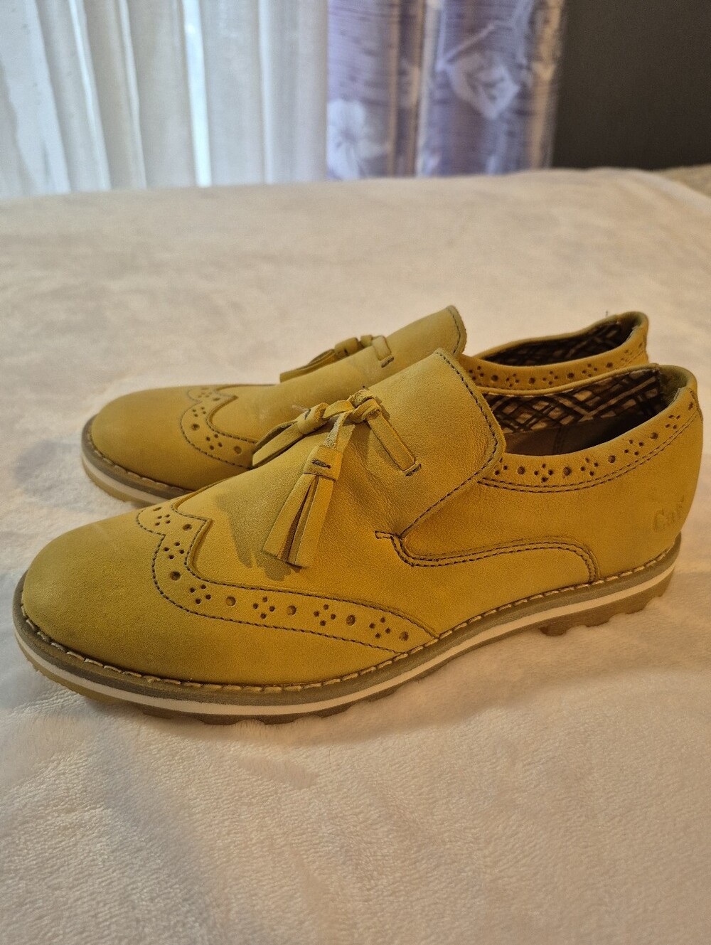 Caterpillar Mustard Yellow Tassel Wingtip Loafers